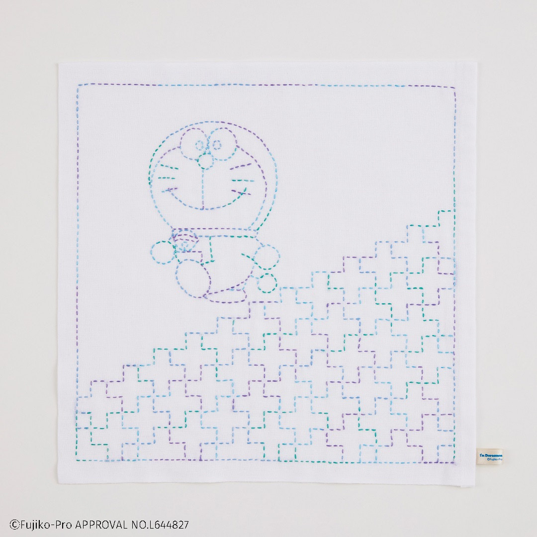 I’m Doraemon　和の伝統柄刺し子小もの　十字（ふきん）