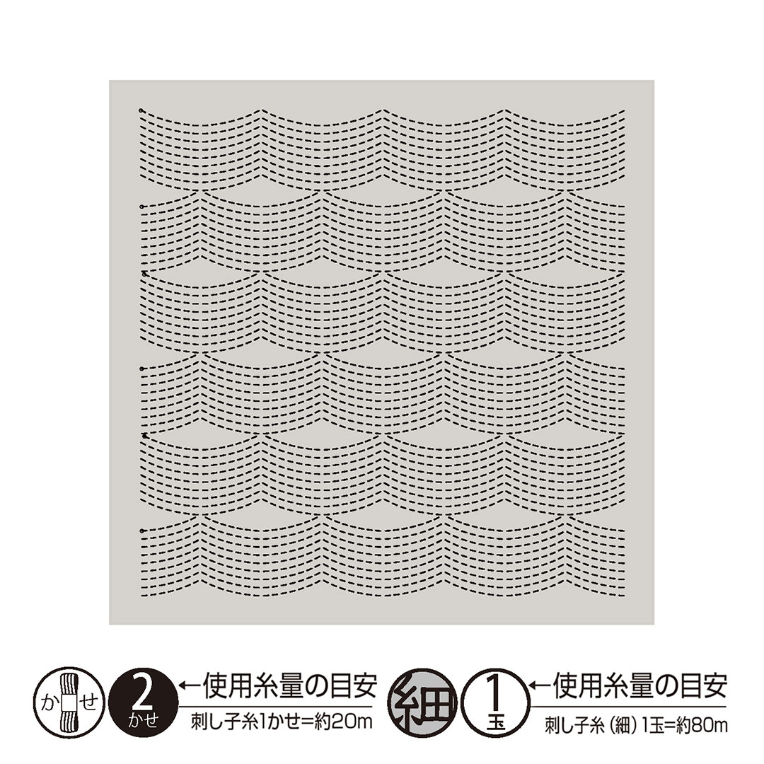 Sashiko Textile lab 花ふきんキット　Flow（Pale Gray）
