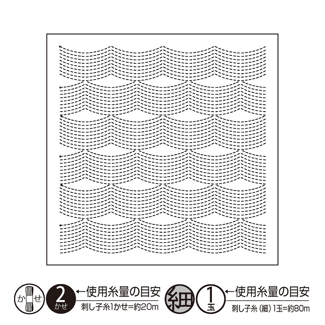 Sashiko Textile lab 花ふきんキット　Flow（白）