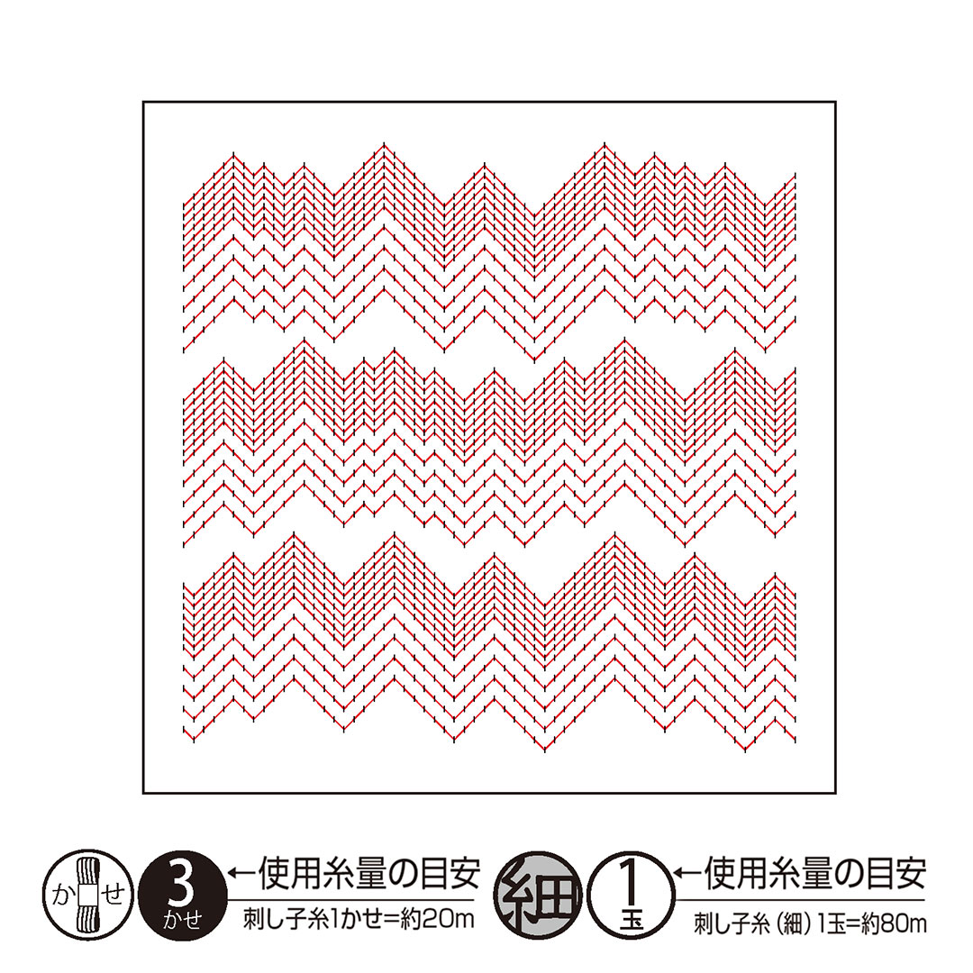 Sashiko Textile lab 花ふきんキット　Peaks（白）