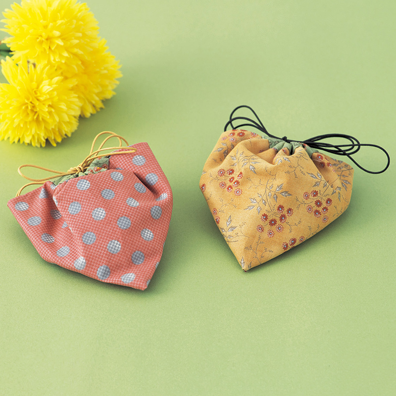 桜色とタンポポ色のポチット袋
