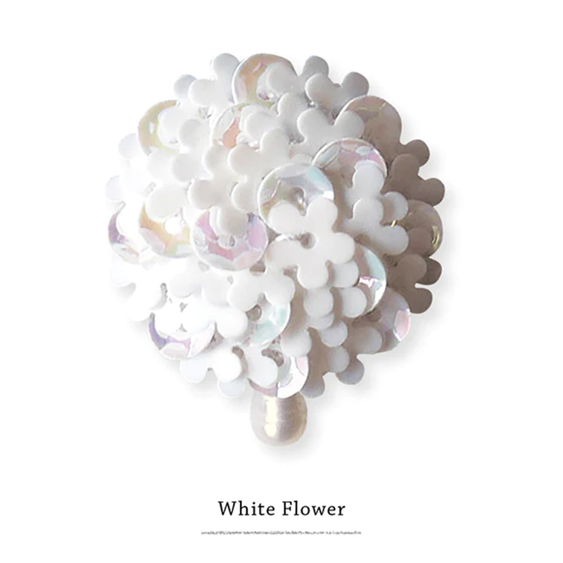 スパンコールサークルピアスキット　［フラワー］　（White flower）