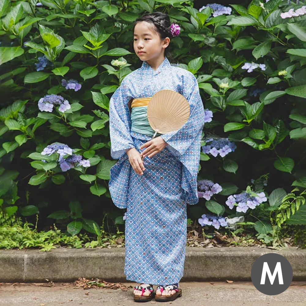nunocoto fabric パターンファブリック こども浴衣[ニオイスミレと熊] Mサイズ（120～140cm）