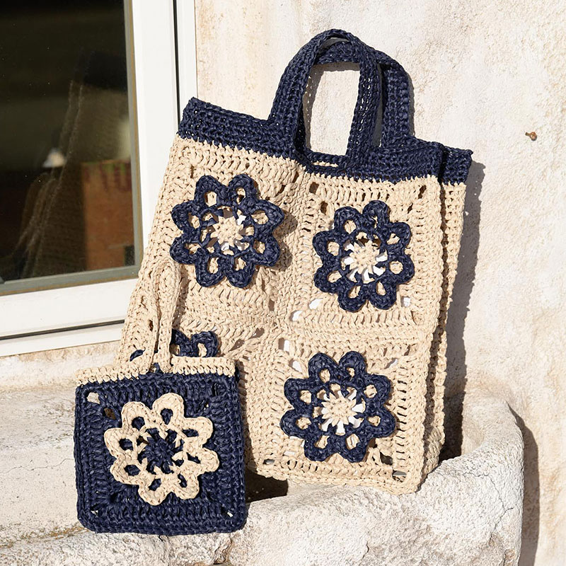 お花モチーフトートバッグ かぎ針編みバッグ モチーフ編みバッグ 通販