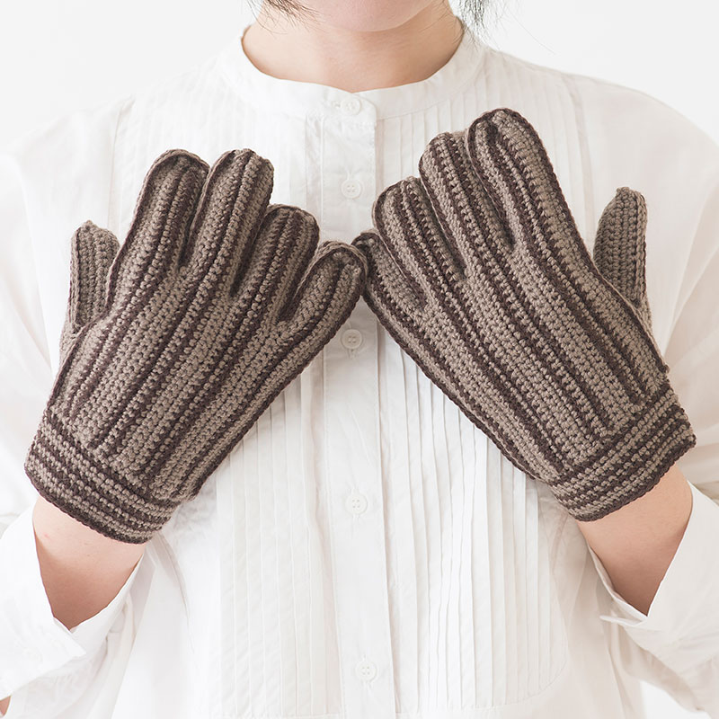 〈レシピ付き糸セット〉細編みの5本指手袋