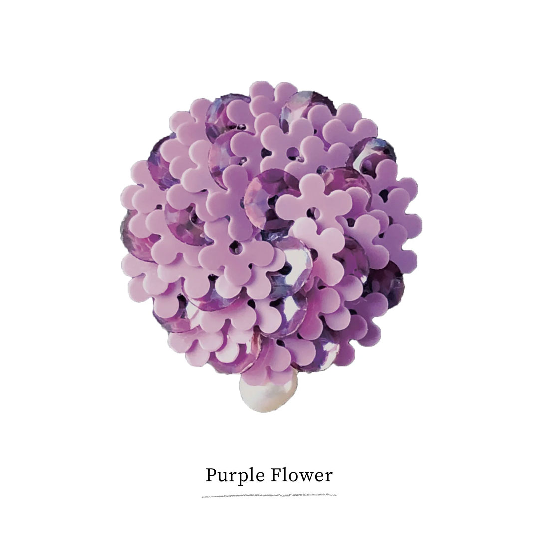 スパンコールサークルピアスキット [フラワー] （Purple Flower）