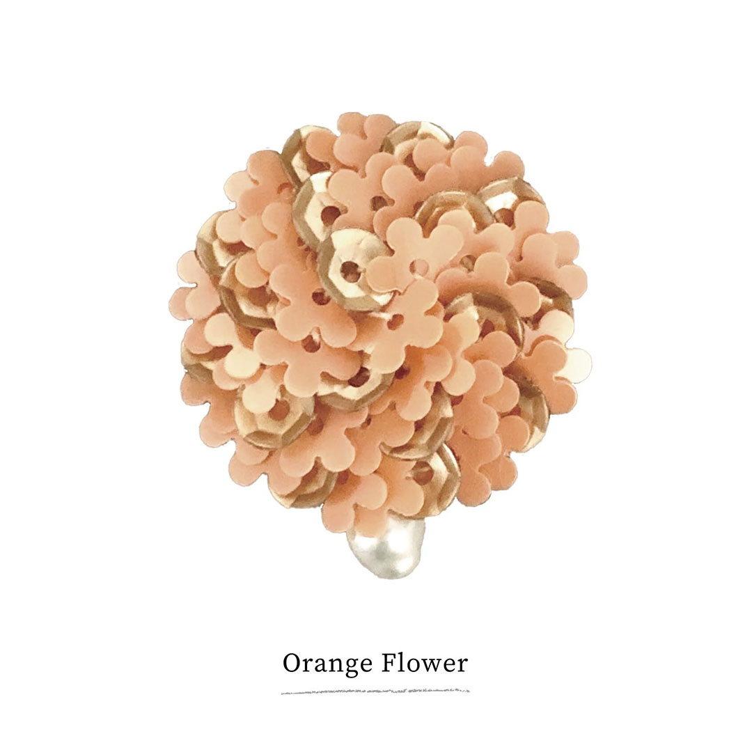 スパンコールサークルピアスキット [フラワー] （Orange Flower）