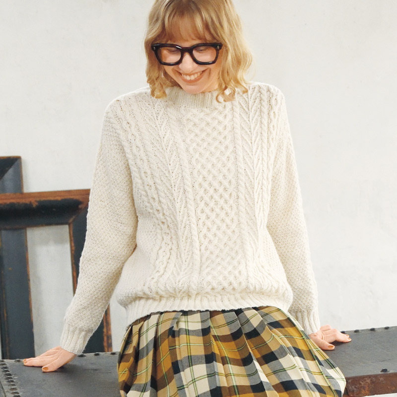 〈レシピ〉エポーレットスリーブアランセーター　［M］